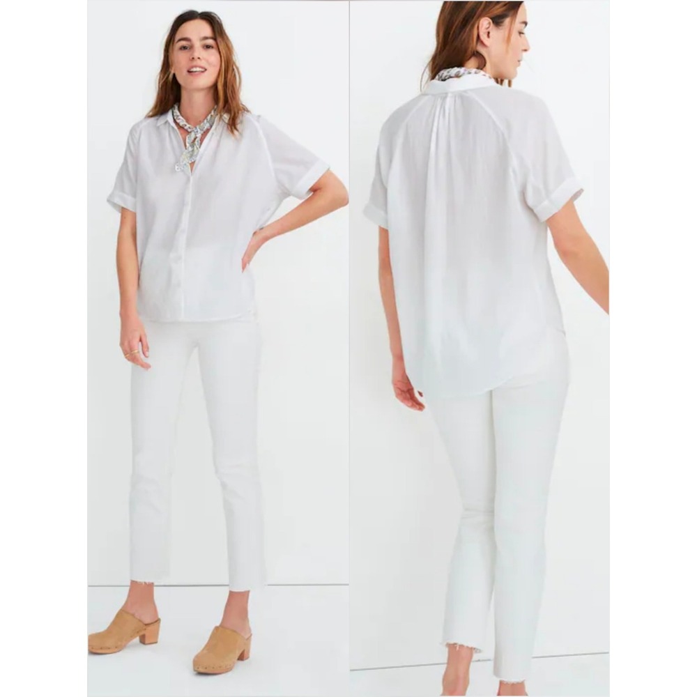 Madewell White Tidal Shirt Gauze Cotton Button Front‎ Lightweight Size Small
